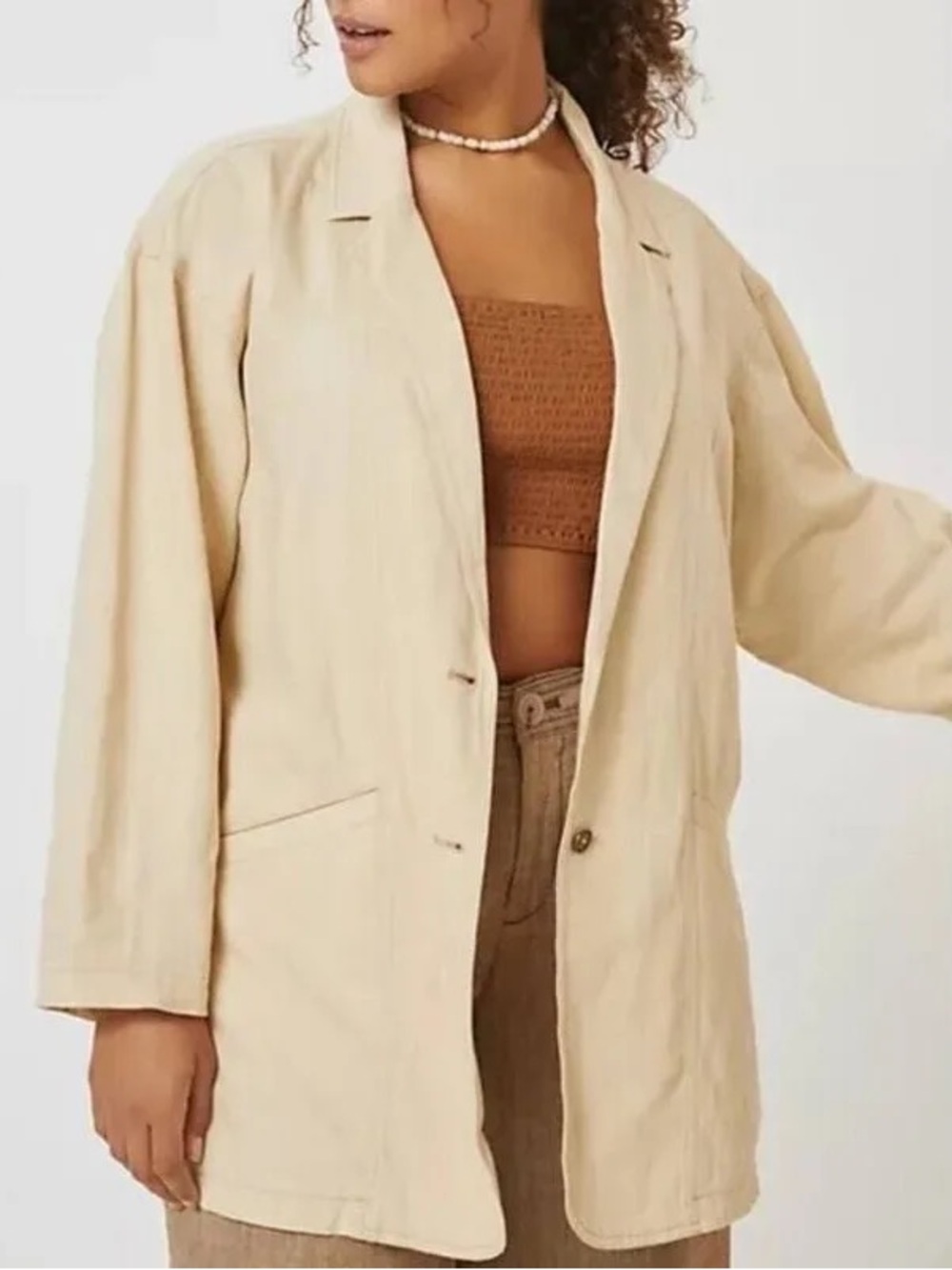 Anthropologie Pilcro Linen Blend Relaxed Summer Blazer Jacket